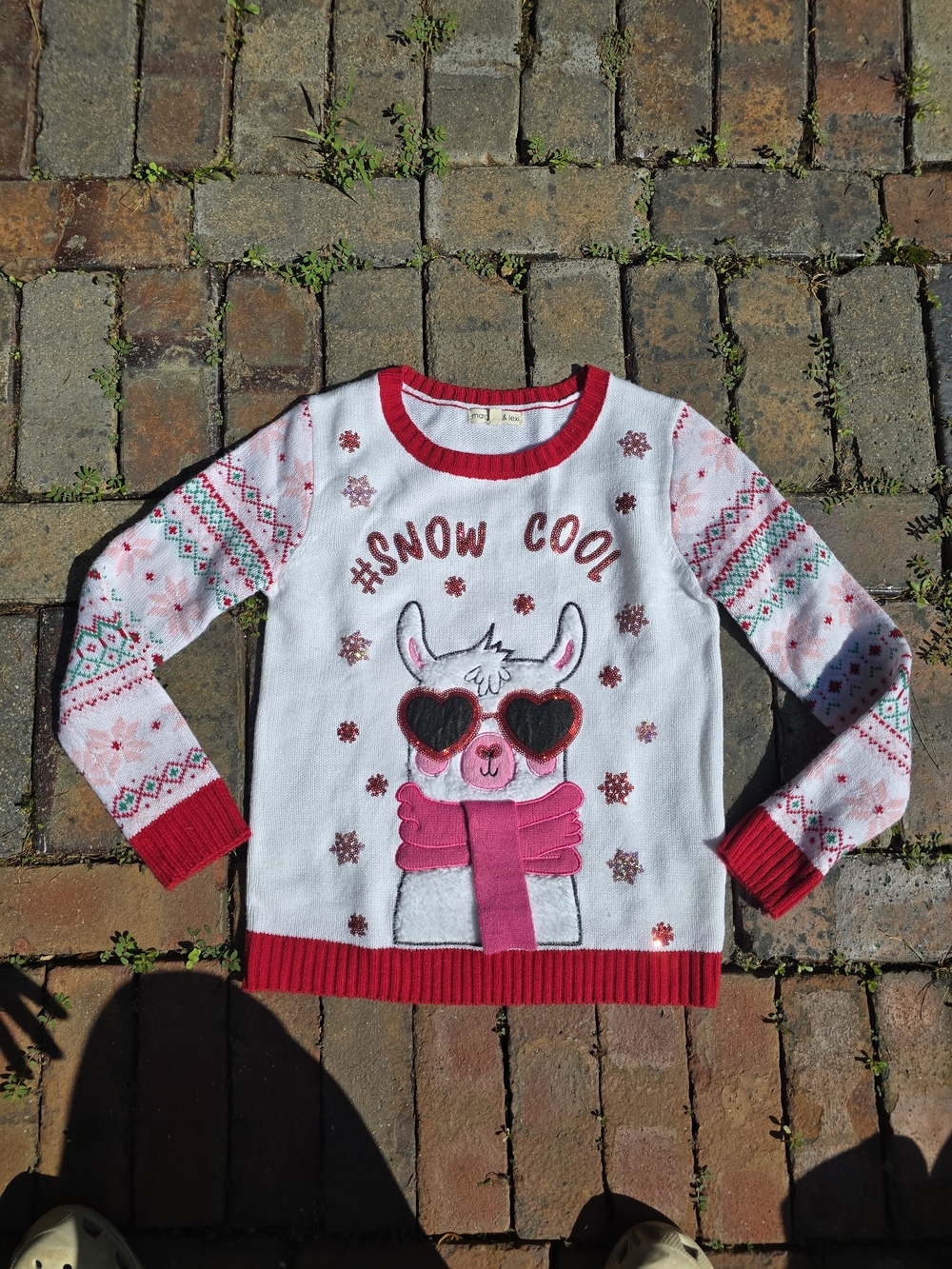 Snow Cool Alpaca Llama Christmas Sweater Tunic Girls Holiday Festive